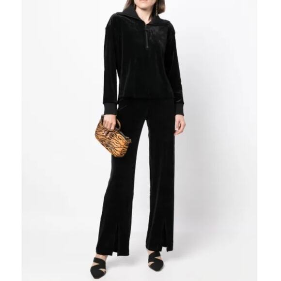 Spanx Velvet Velour Half Zip Wide Leg Tracksuit Set Black Size Small NWOT - Picture 3 of 14